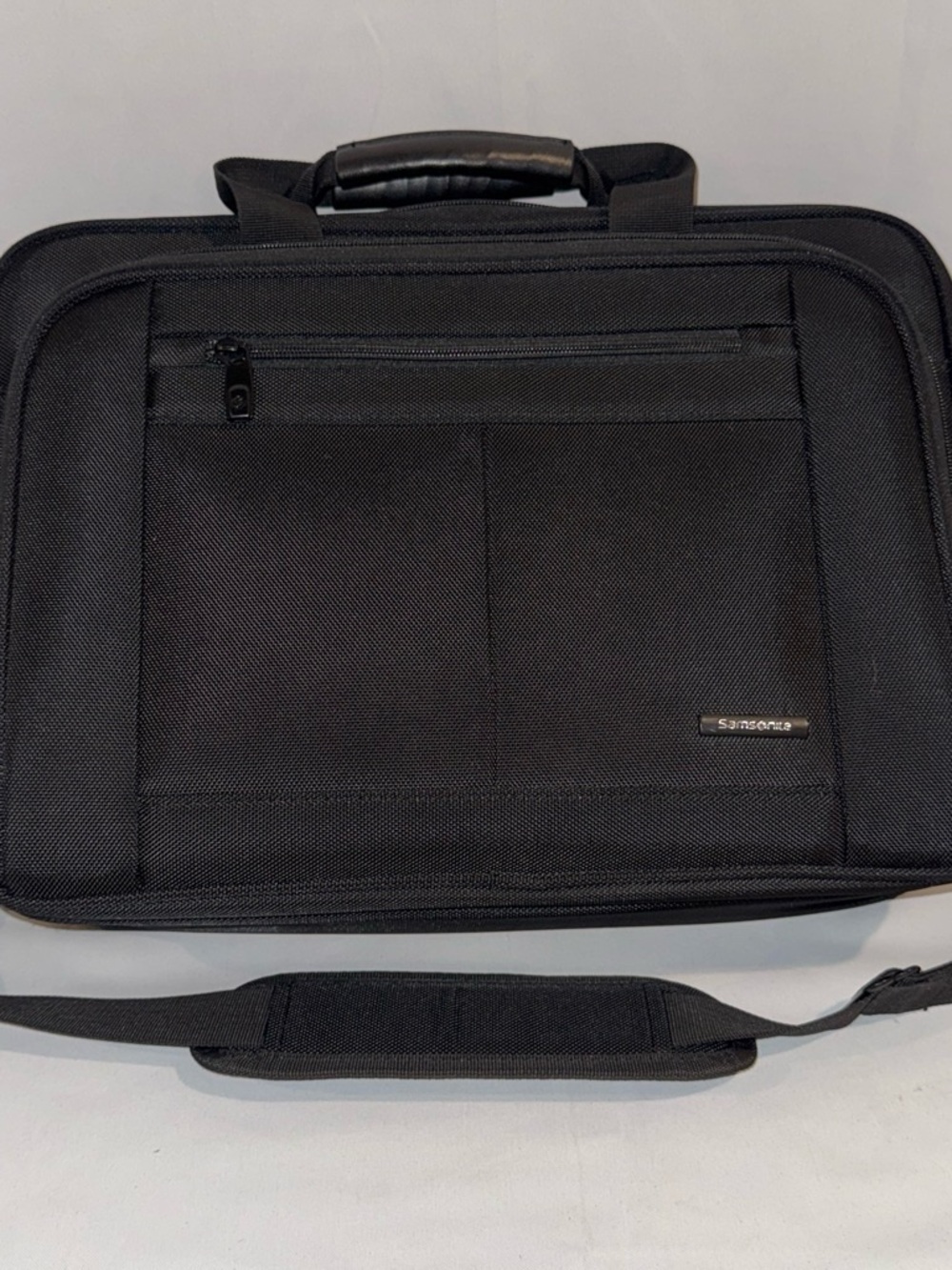 Samsonite Black Laptop Briefcase with Front Organizer and Padded Strap